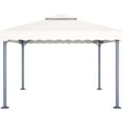 Pavillon med LED-lyskæder 400x300 cm aluminium cremefarvet - Pavillon - Pavilloner - Home & Living