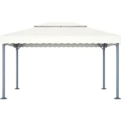 Pavillon med LED-lyskæder 400x300 cm aluminium cremefarvet - Pavillon - Pavilloner - Home & Living