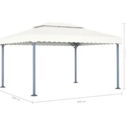 Pavillon med LED-lyskæder 400x300 cm aluminium cremefarvet - Pavillon - Pavilloner - Home & Living