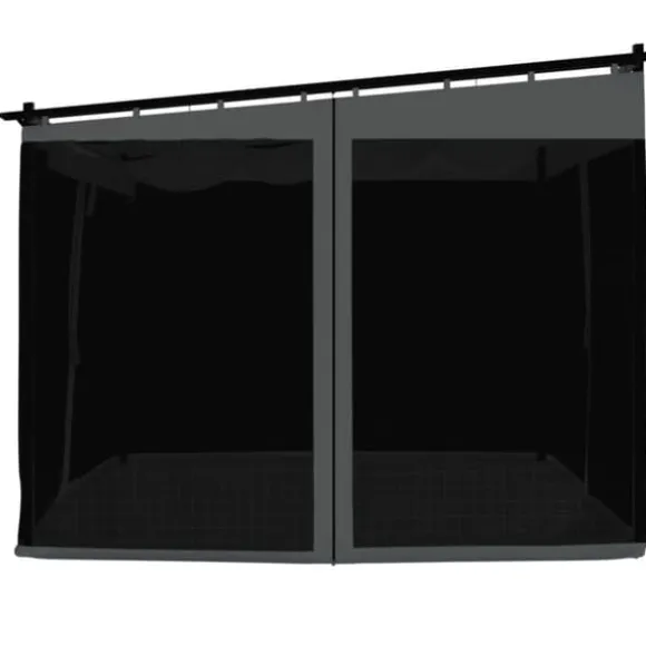 Pavillon med mesh-vægge - 3x3 m stål | Farve: Antracitgrå