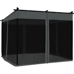 Pavillon med mesh-vægge - 3x3 m stål | Farve: Antracitgrå