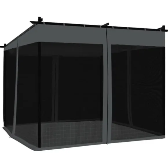 Pavillon med mesh-vægge - 3x3 m stål | Farve: Antracitgrå