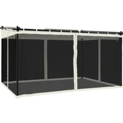 Pavillon med mesh-vægge - 4x3 m stål | Farve: Creme