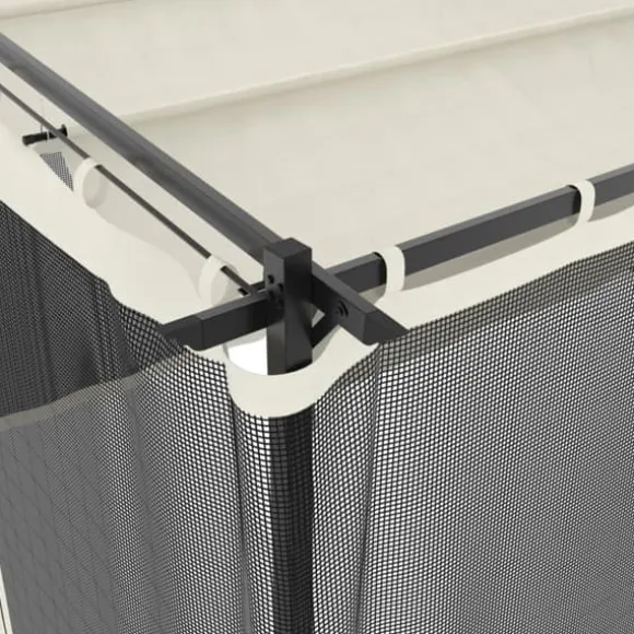 Pavillon med mesh-vægge - 4x3 m stål | Farve: Creme