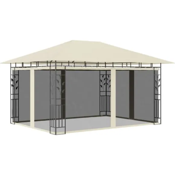 Pavillon med myggenet - Havenytelse | Farve: Creme | Størrelse: 4x3x2,73 m