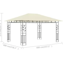 Pavillon med myggenet - Havenytelse | Farve: Creme | Størrelse: 4x3x2,73 m