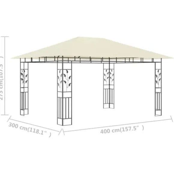 Pavillon med myggenet - Havenytelse | Farve: Creme | Størrelse: 4x3x2,73 m