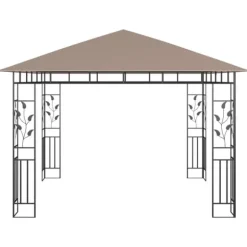 Pavillon med myggenet og LED-lyskæder 3x3x2,73 m gråbrun - Pavillon - Pavilloner - Home & Living