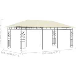 Pavillon med myggenet 6x3x2,73 cm cremefarvet - Pavillon - Pavilloner - Home & Living