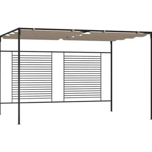 Pavillon med sammenrulleligt tag - Stærk jernkonstruktion | Farve: Gråbrun | Størrelse: 3x4x2,3 m