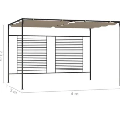 Pavillon med sammenrulleligt tag - Stærk jernkonstruktion | Farve: Gråbrun | Størrelse: 3x4x2,3 m