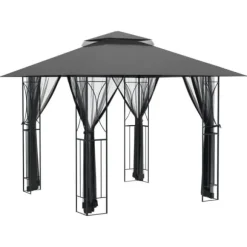 Pavillon med sidevægge 300x300x270 cm stål antracitgrå - Pavillon - Pavilloner - Home & Living