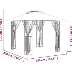 Pavillon med sidevægge 300x300x270 cm stål antracitgrå - Pavillon - Pavilloner - Home & Living