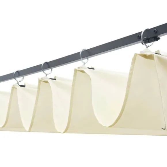 Pavillon med tag i polyrattan - Udendørs skygge og beskyttelse | Farve: Brun/Creme | Størrelse: 300x300x220 cm
