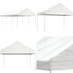Pavillon med tag 8,92x4,08x3,22 m polyethylen hvid - Pavillon - Pavilloner - Home & Living