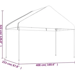 Pavillon med tag 8,92x4,08x3,22 m polyethylen hvid - Pavillon - Pavilloner - Home & Living