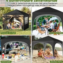 Pavillon telt, 3x3 m, sort