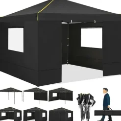 Pavillon, Vandtæt Stof, Nem Opsætning,Sort