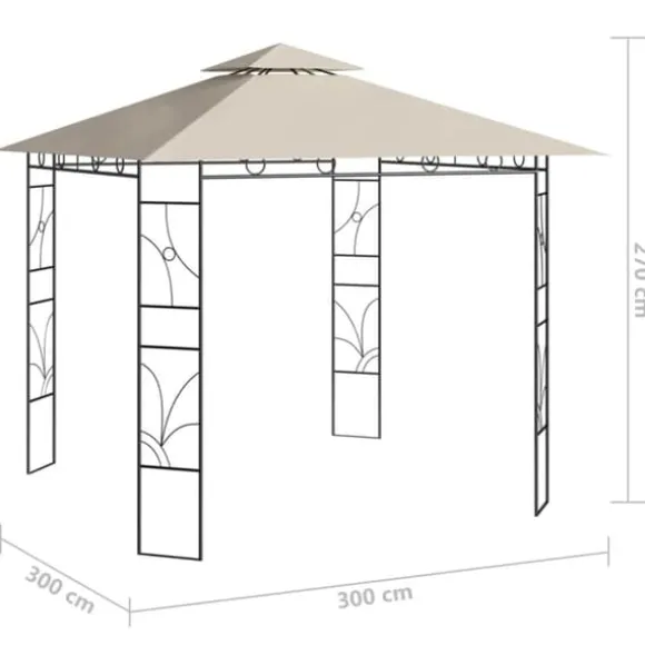 Pavillon 3x3 m - Stabilt udendørstelt til fester og picnics | Farve: Creme | Størrelse: 3x3x2,7 m