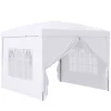 Pavillon 3x3 m med 4 sidevægge & vinduer, UV-beskyttelse, stål/oxford, taske, hvid