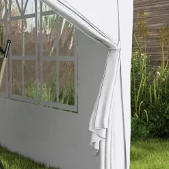 Pavillon 3x3 m med 4 sidevægge & vinduer, UV-beskyttelse, stål/oxford, taske, hvid