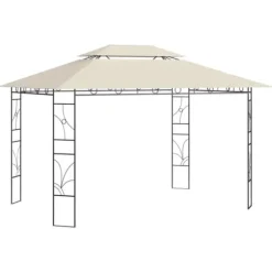 Pavillon 4x3 m med massiv stålkonstruktion - Udendørs telt | Farve: Creme | Størrelse: 4x3x2,7 m