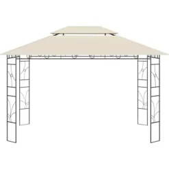 Pavillon 4x3 m med massiv stålkonstruktion - Udendørs telt | Farve: Creme | Størrelse: 4x3x2,7 m