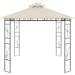 Pavillon 4x3 m med massiv stålkonstruktion - Udendørs telt | Farve: Creme | Størrelse: 4x3x2,7 m