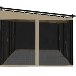 Pavillon 6x3 m med mesh-vægge i stål - Gråbrun | Størrelse: 6x3 m