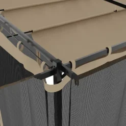 Pavillon 6x3 m med mesh-vægge i stål - Gråbrun | Størrelse: 6x3 m