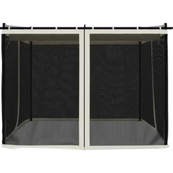 Pavillon 3x3 m med mesh-vægge - Stål | Farve: Cremefarvet