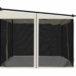 Pavillon 3x3 m med mesh-vægge - Stål | Farve: Cremefarvet