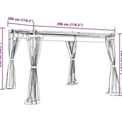 Pavillon 3x3 m med mesh-vægge - Stål | Farve: Cremefarvet