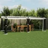 Pavillon 6x3 m med mesh-vægge i stål | Farve: Creme