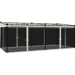 Pavillon 6x3 m med mesh-vægge i stål | Farve: Creme