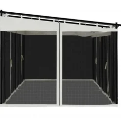 Pavillon 6x3 m med mesh-vægge i stål | Farve: Creme