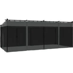 Pavillon 6x3 m med mesh-vægge og stålramme | Farve: Antracitgrå