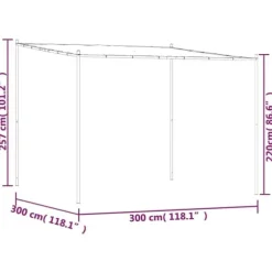 Pavillon 3x3 m med vandafvisende stof og robust stålramme | Farve: Hvid | Størrelse: 3x3 m