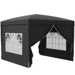 Pavillon 3x3 m, vandafvisende og vinterbestandig pop-up UV-beskyttelse 50+, 4 sidevægge og taske, sort