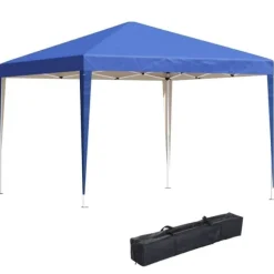 Pavillon 3x3 m, vandtæt og vinterbestandig pop-up med UV-beskyttelse, foldbar, taske, blå