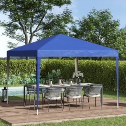 Pavillon 3x3 m, vandtæt og vinterbestandig pop-up med UV-beskyttelse, foldbar, taske, blå