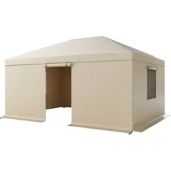 Pavillonovertræk 3,68x4,9 m Beige, PE-materiale, vejrbestandig opbevaring