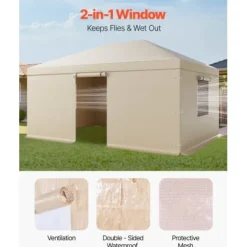 Pavillonovertræk 3,68x4,9 m Beige, PE-materiale, vejrbestandig opbevaring