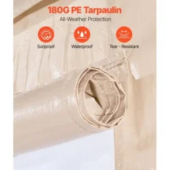 Pavillonovertræk 3,68x4,9 m Beige, PE-materiale, vejrbestandig opbevaring
