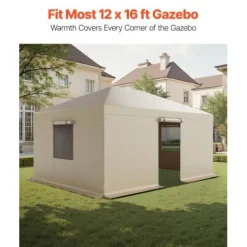 Pavillonovertræk 3,68x4,9 m Beige, PE-materiale, vejrbestandig opbevaring