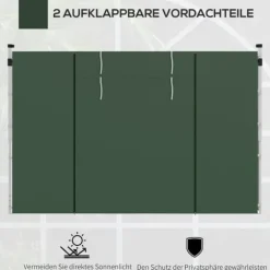 Pavillonsider 2-pak 3x3/3x6 m, vinduer & velcro, vandtætte oxford, grønne
