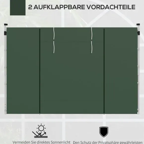 Pavillonsider 2-pak 3x3/3x6 m, vinduer & velcro, vandtætte oxford, grønne
