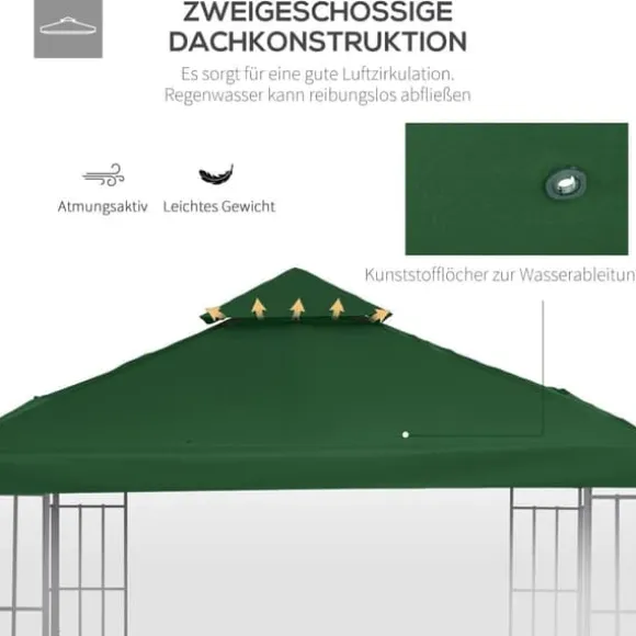 Pavillontag 3x3 m, erstatningstag i polyester, vandafvisende, kulgrå