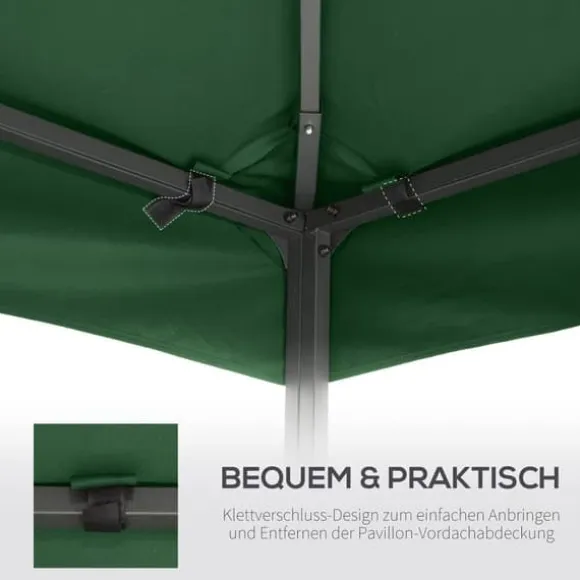 Pavillontag 3x3 m, erstatningstag i polyester, vandafvisende, kulgrå