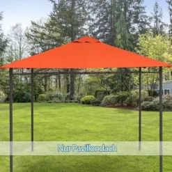 Pavillontag 2,98x2,95 m, solbeskyttelse i polyester, orange